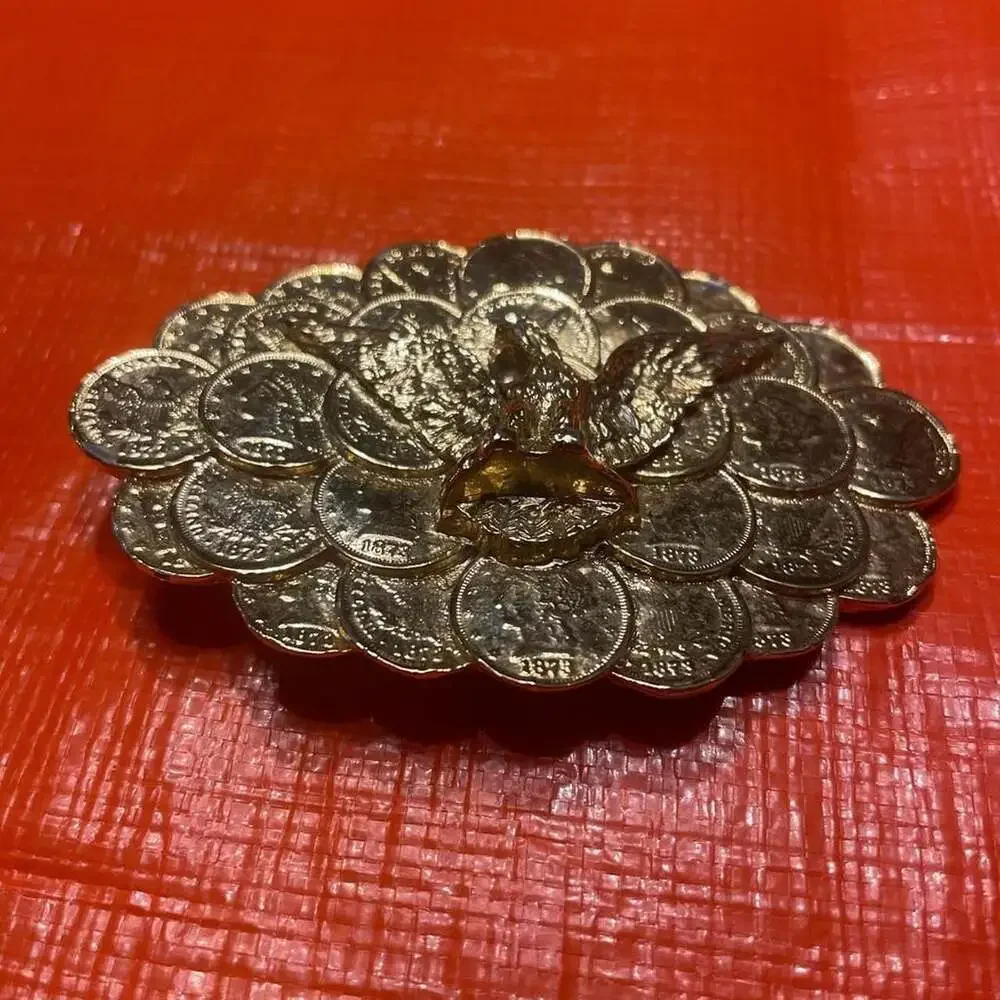 Unbranded Gold Eagle and 1873 Coin Western Belt Buckle